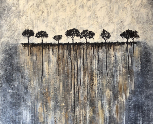 Los 3 mundos, acrílico sobre tela, 80 x120